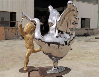 現代的な屋外の金属の彫像の公共の装飾的なステンレス鋼動物の彫刻